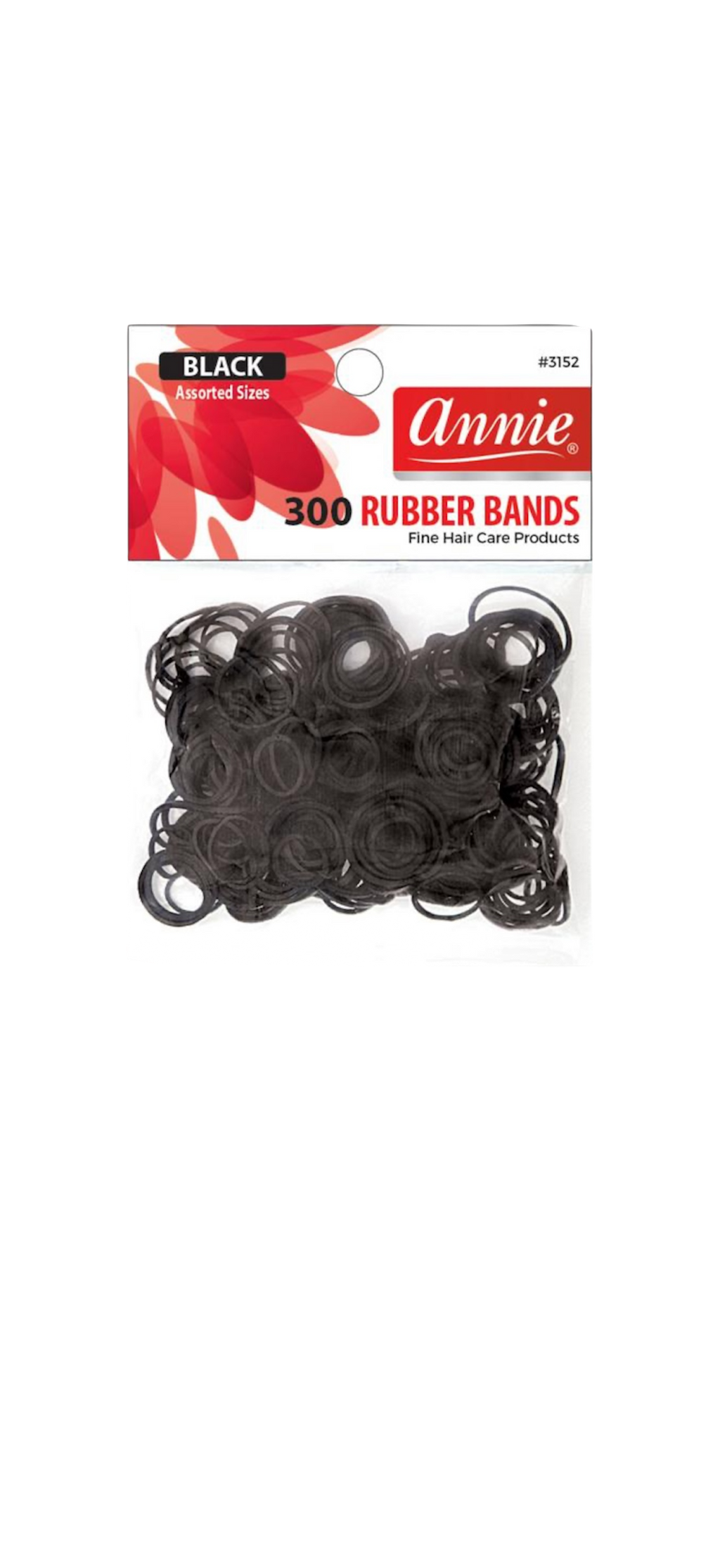 Annie 300Pc Rubber Bands Black Assort