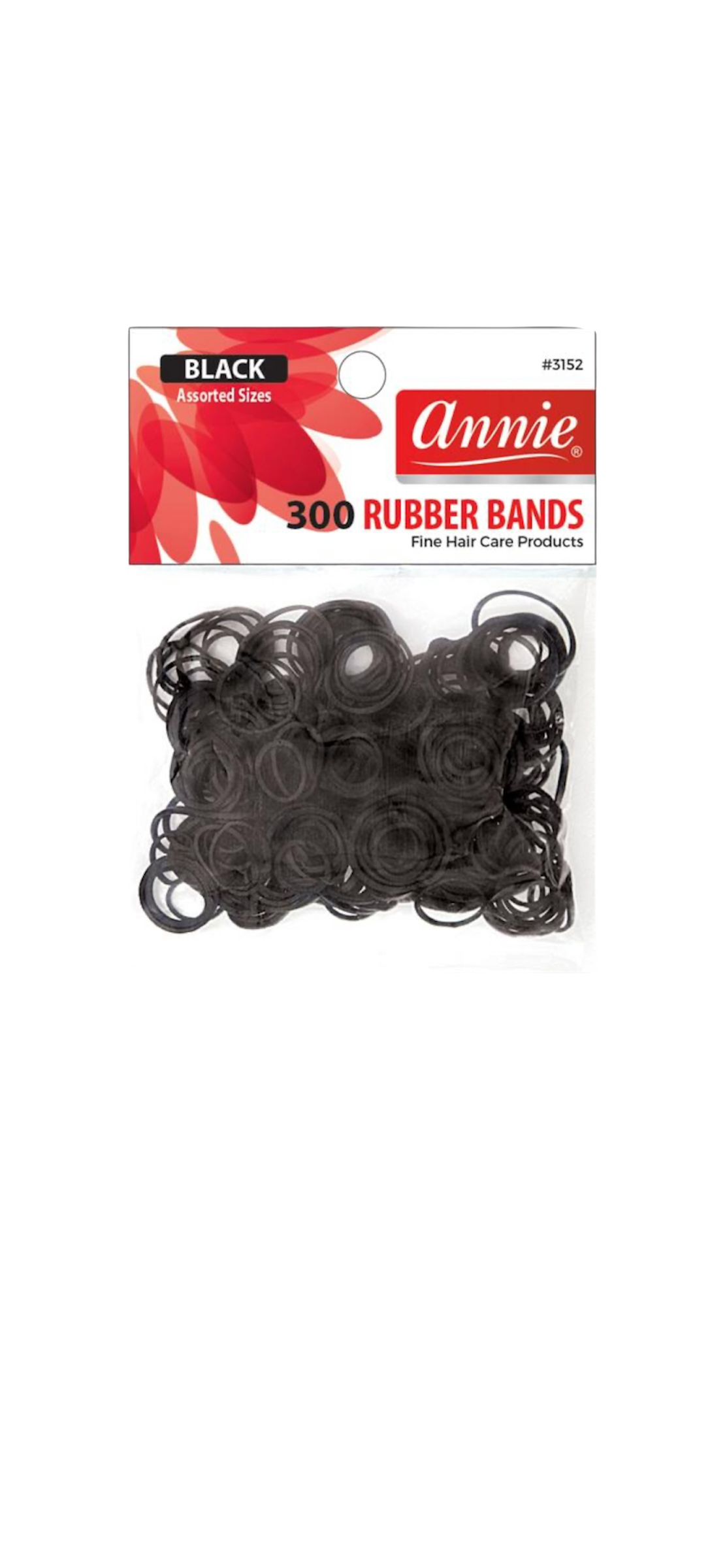 Annie 300Pc Rubber Bands Black Assort