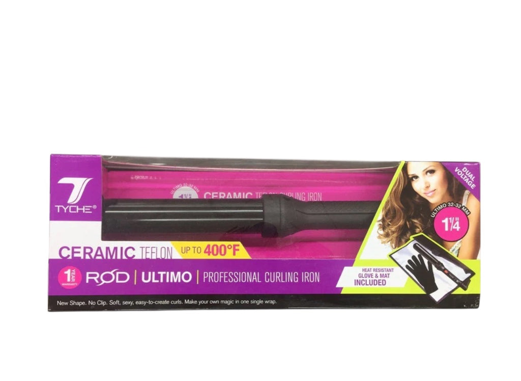 TYCHE 1.25" CERAMIC TEFLON CURLING IRON #TCR-U